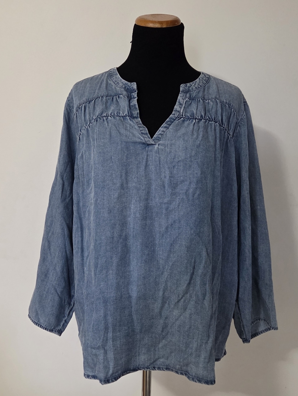 🆕️ Splendid Light Blue Women's Chambray Peasant Top Size XL
